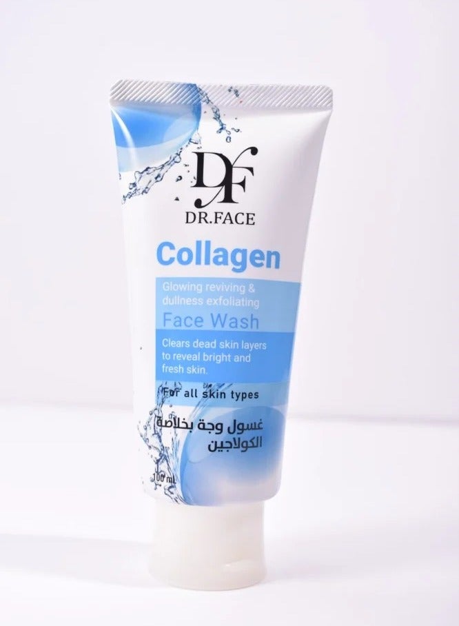 غسول الوجه المتوهج بالكولاجين وتقشير البشرة من د. فيس 100 مل
