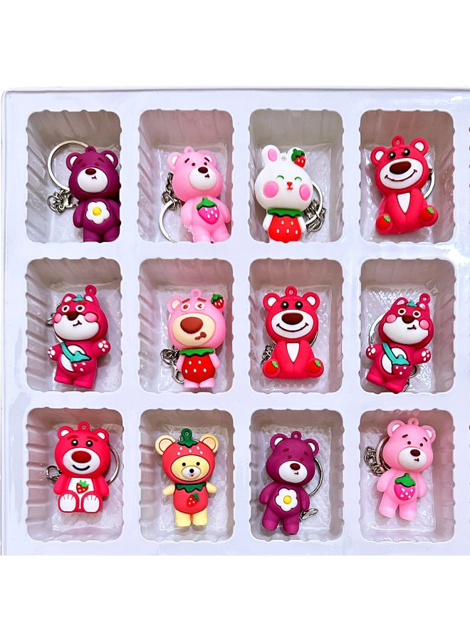 25-hole Strawberry Bear Blind Box Hole Music Hand-made Doll Internet Celebrity Keychain Stall Children Student Small Gift-Color:40-hole Egg Contains 4 Large Sizes  - Image 3