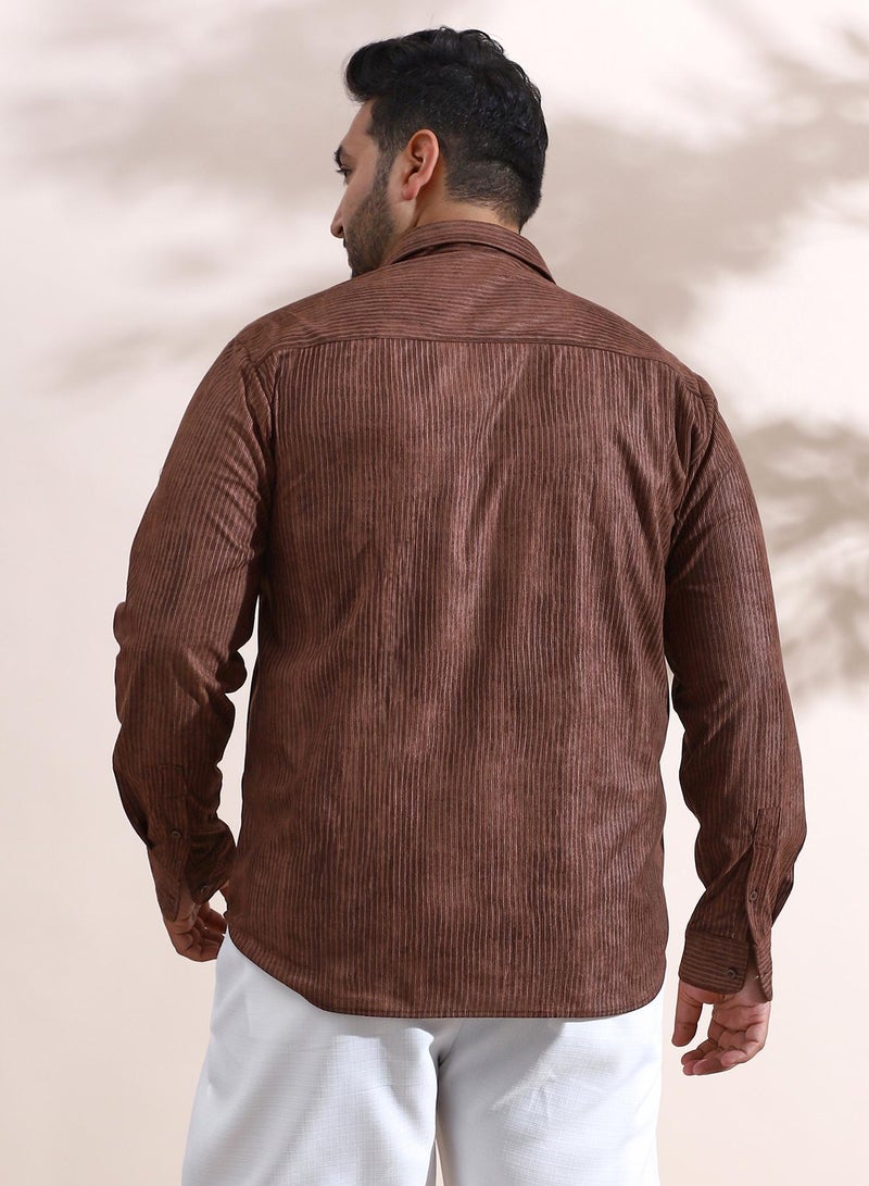 انستافاب بلس قميص رجالي بني شوكولاتة مقاس بلس بنمط إيقاعي - Image 5