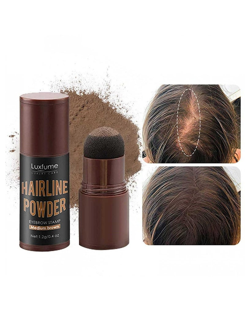 Luxfume Hairline Powder & Eyebrow Stamp Kit , Instant Hairline Cover, Eyebrow Stamping, Eye Shadow & Face Contouring , Multi-Use Makeup Stamp Kit (Medium Brown)  - Image 2