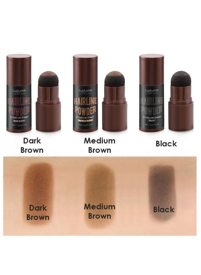Luxfume Hairline Powder & Eyebrow Stamp Kit , Instant Hairline Cover, Eyebrow Stamping, Eye Shadow & Face Contouring , Multi-Use Makeup Stamp Kit (Medium Brown)  - Image 5