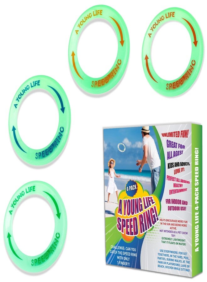 AYL 4-Pack Glow in the Dark Flying Rings for Kids - Light Up Flying Discs for Night Play, Beach Toys, Pool & Outdoor Games - Fly Straight, Don’t Hurt & Float - Gifts for Boys, Girls & Family - Image 1