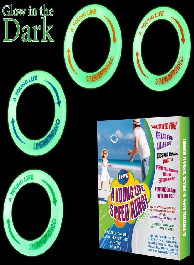 AYL 4-Pack Glow in the Dark Flying Rings for Kids - Light Up Flying Discs for Night Play, Beach Toys, Pool & Outdoor Games - Fly Straight, Don’t Hurt & Float - Gifts for Boys, Girls & Family - Image 2