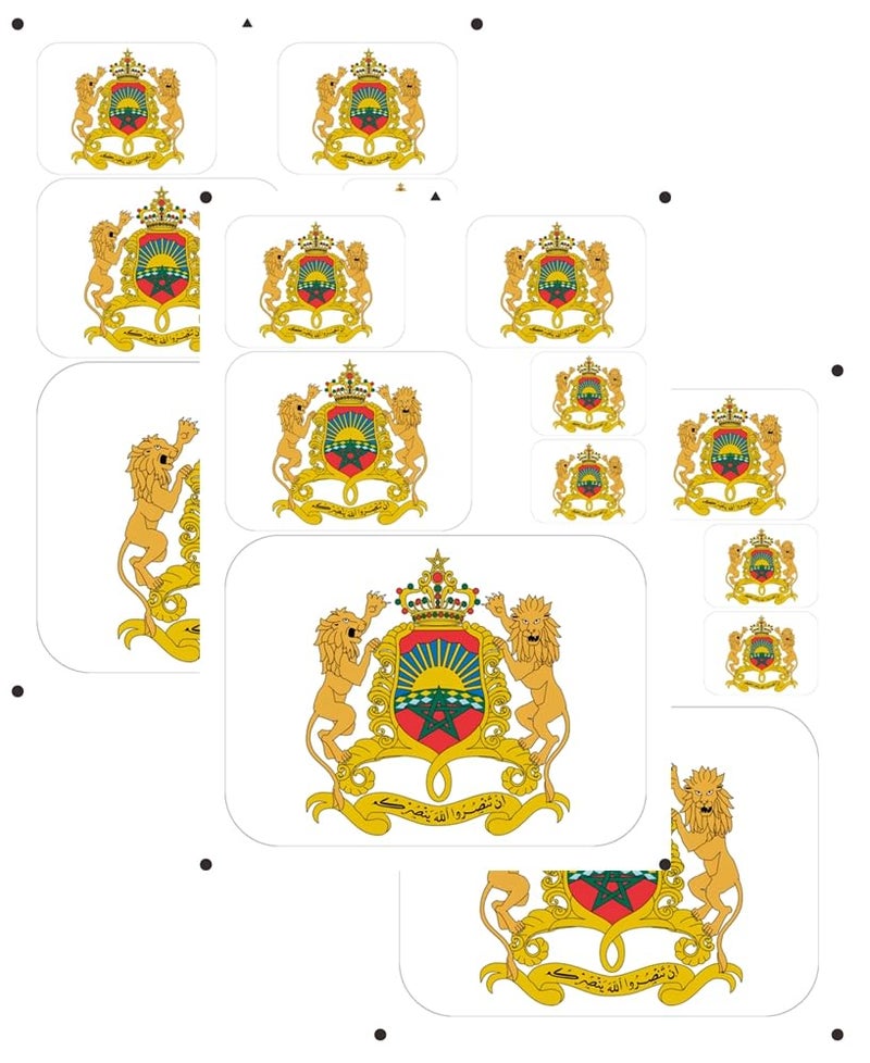 vmcoatdu Moroccon Coat of Arms Laser Printing Morocco National Emblem Sticker 3 Pcs Decal in Multiple Sizes Stickers (Red Morocco) - Image 1