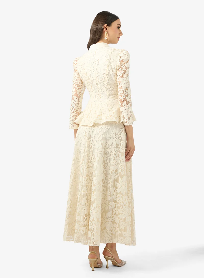 Khizana Peplum Waist Lace Dress