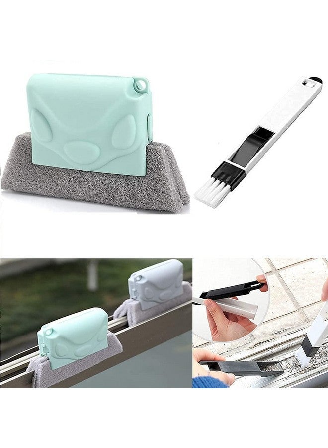 ARUZEN Combo of Window Groove Frame Cleaning Brush and Dust Cleaning Brush for Window Slot Keyboard with Mini Dustpan, Door Track Cleaning Brushes, Dust Cleaner Tool for All Corners Edges and Gaps - Image 1