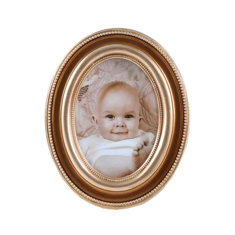 SIKOO 25x35 Oval Picture Frame Mini Vintage Picture Frames Wall Mount and Tabletop Display Small Brass Vintage Wall Decor Bronze Gold - Image 2