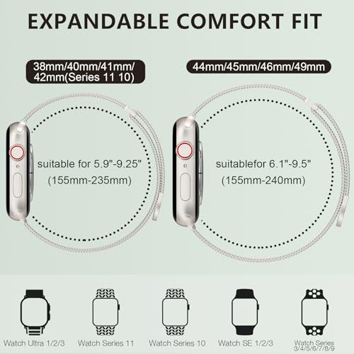 MARGE PLUS Compatible with Apple Watch Band 38mm 40mm 41mm 42mm 44mm 45mm 46mm 49mm Women Men, Stainless Steel Mesh Loop Magnetic Clasp Replacement for iWatch Series 11 10 9 8 7 6 5 4 SE3 SE2 Ultra 3 - Image 2
