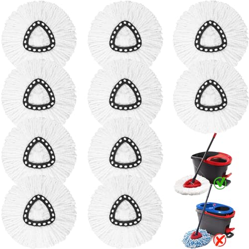 V-chen 10 Pack Spin Mop Replacement Heads 100 Microfiber Spin Mop Refill for Easy Wring Compatible with Triangle Spin Mop 360 Degree Spinning Mop Replace Head for Floor Cleaning - Image 2