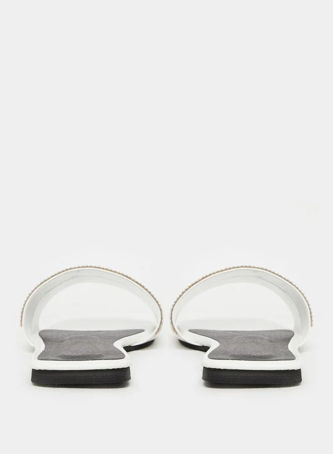 Take Two Take Two Rhinestone Embellished Vamp Flat Sandals