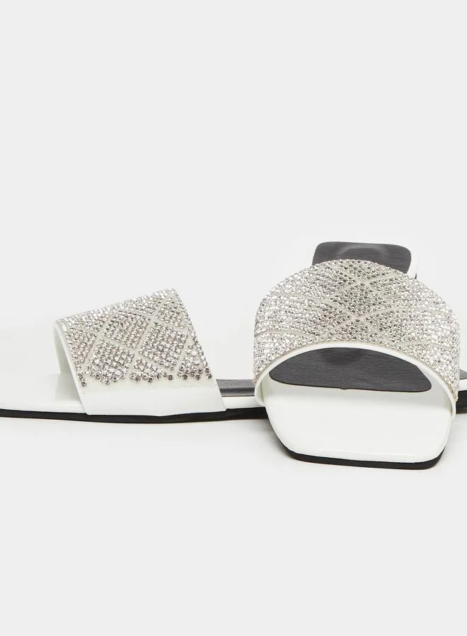 Take Two Take Two Rhinestone Embellished Vamp Flat Sandals