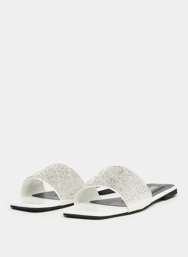 Take Two Take Two Rhinestone Embellished Vamp Flat Sandals