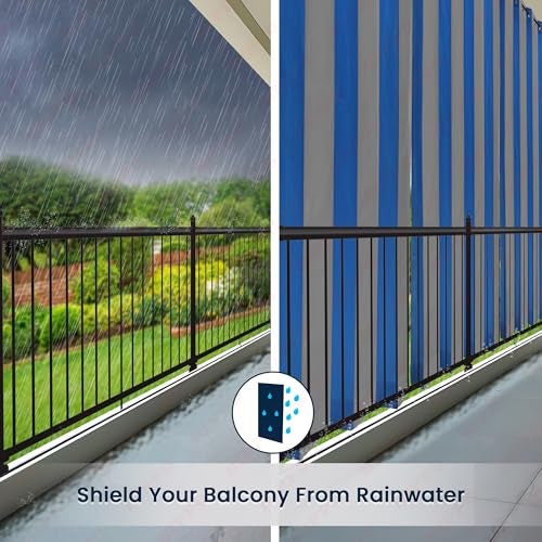HIPPO High Density Polyethylene Outdoor Stripe 180 GSM Sun Blocking Balcony Eyelet/Grommet Light-filtering Curtain Sun Protection, Light Filtering for Garden Patio (Blue-Grey, 3FTX4.5FT) - Image 5
