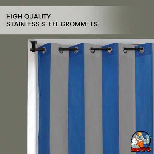 HIPPO High Density Polyethylene Outdoor Stripe 180 GSM Sun Blocking Balcony Eyelet/Grommet Light-filtering Curtain Sun Protection, Light Filtering for Garden Patio (Blue-Grey, 3FTX4.5FT) - Image 3