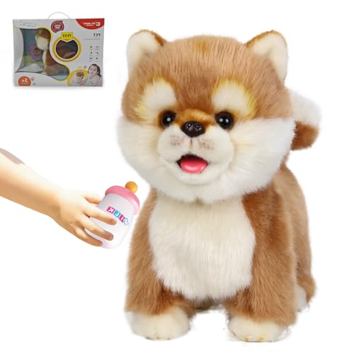 CU-MATE Electronic Walking Akita Stuffed Dog Toy Realistic Interactive Puppy Pet Dog Walking BarkingWagging Tail TalkingPresent Pet Gifts for 3 Year Boys Girls - Image 1