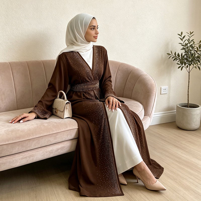 monica fashion Fashion Abaya Dubai Luxury Kebaya Muslim For Women Kimono Turkey Kaftan Islamic Dresses Caftan Marocain Femme Robe  Ramadan - Image 4