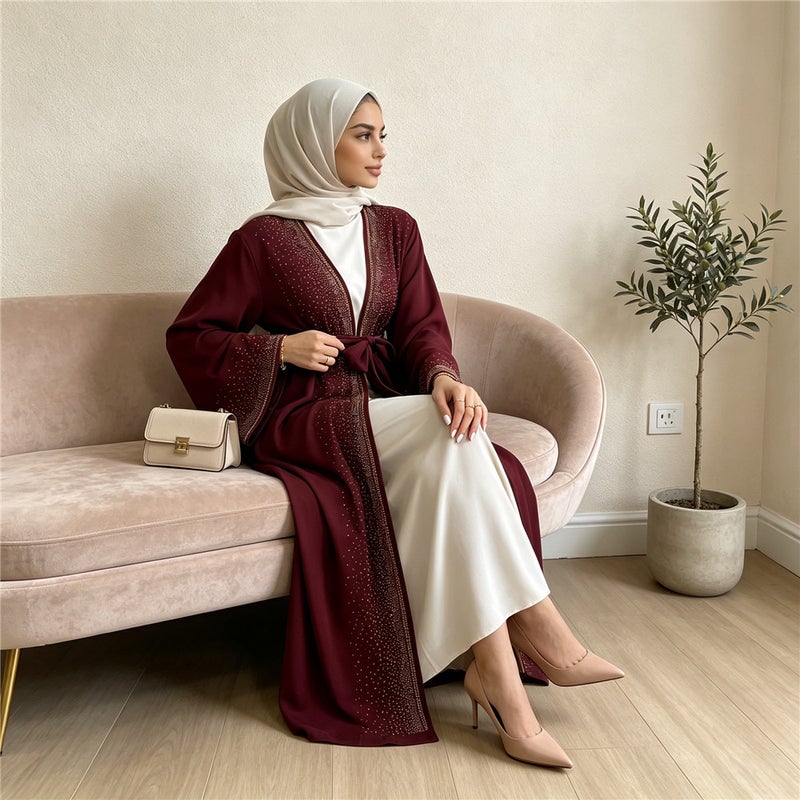 monica fashion Fashion Abaya Dubai Luxury Kebaya Muslim For Women Kimono Turkey Kaftan Islamic Dresses Caftan Marocain Femme Robe  Ramadan - Image 5