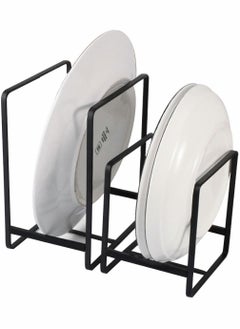 Y&D 2 Pack Dish Plate Organizer Rack Metal Storage Drying Large Drainer Non-Slip Rustproof Holder Stand for Cabinet Counter Cupboard  - Image 1