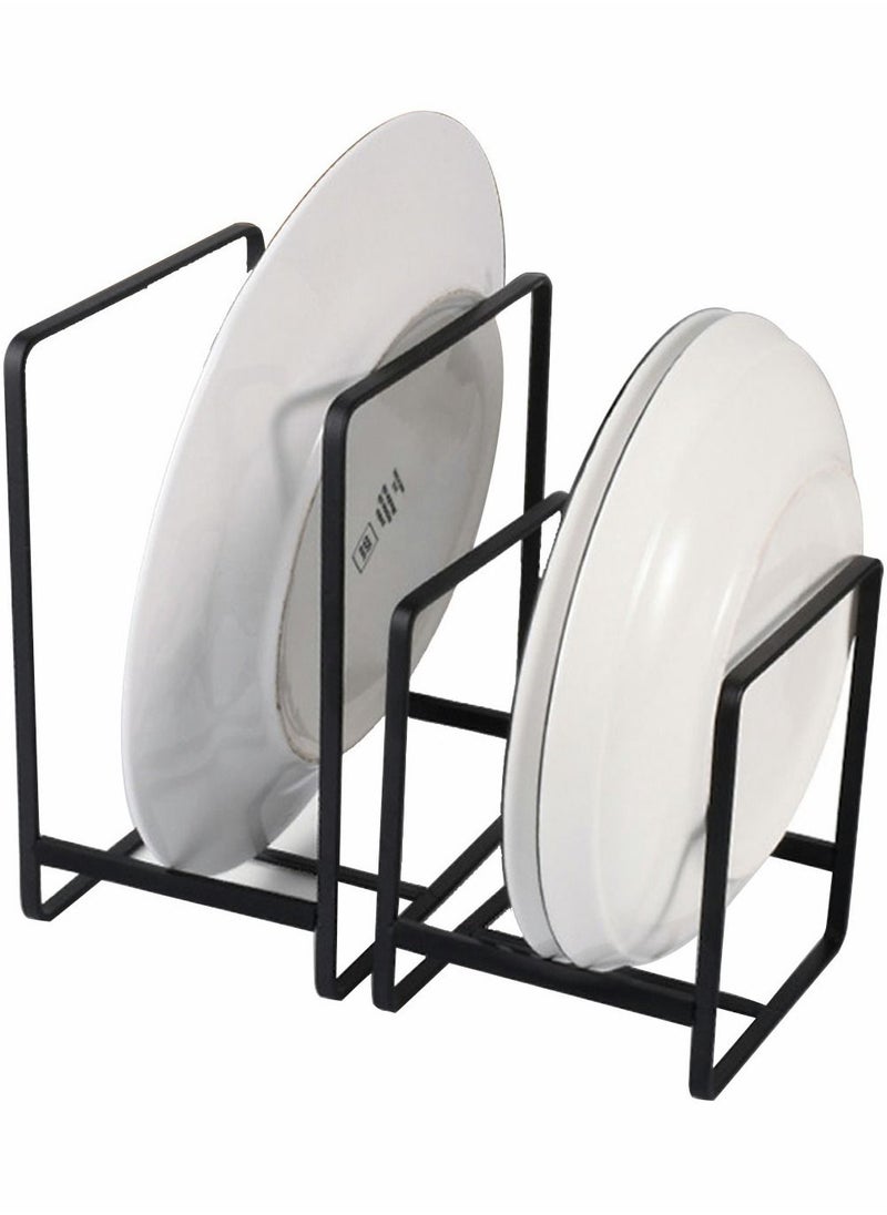Y&D - 2 Pack Dish Plate Organizer Rack Metal Storage Drying Large Drainer Non-Slip Rustproof Holder Stand for Cabinet Counter Cupboard - Image 1