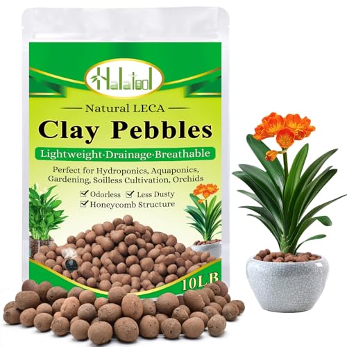 Halatool 10LB Leca Clay Pebbles for Plants 4mm-16mm Clay Balls 100% Natural Hydroton Leca Balls for Indoor Plants Hydroponic Growing Gardening Orchids Drainage Decoration Aquaponics - Image 1
