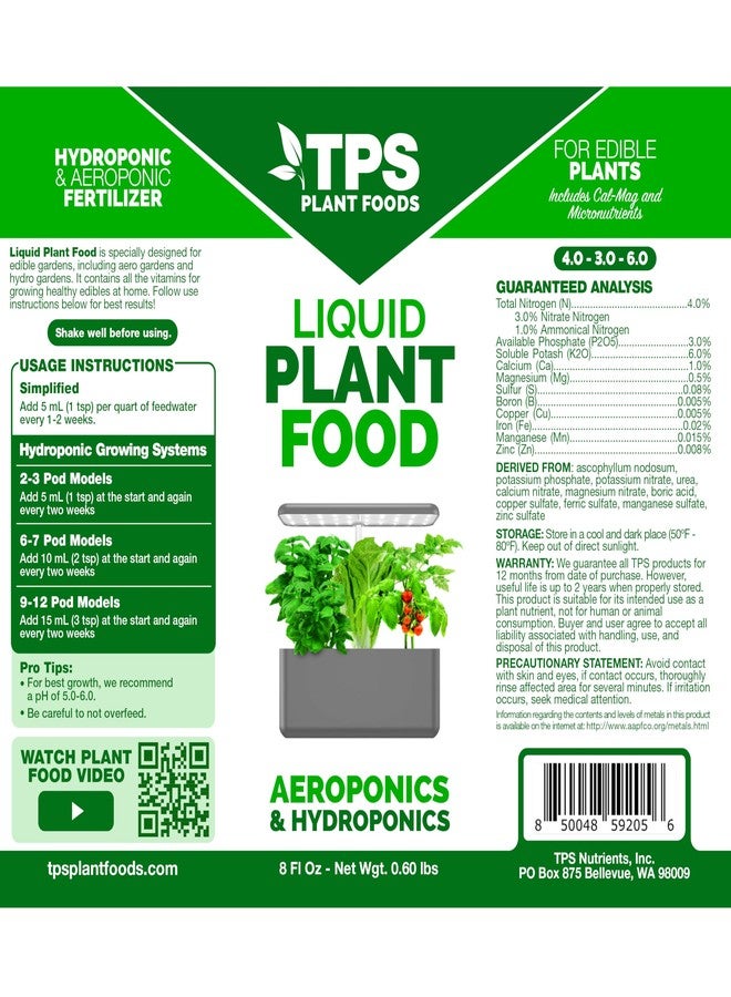 TPS NUTRIENTS Liquid Plant Food for use in AeroGarden, IDOO and Hydroponic Growing Systems, Liquid Fertilizer 8 oz (250mL) - Image 3