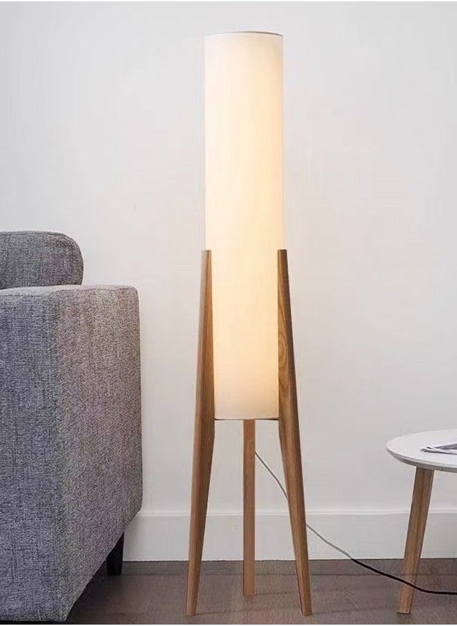 Raffine Personalized Artistic Design Nordic Retro Style Atmosphere Floor Lamp Standing Floor Light with Wood Legs Tri Color Brightness Control Lampshade Floor Lamp Decorative Corner Standing Light for Living Room Bedroom Hotel Shops Office 26x126.8 Centimeter  - Image 3