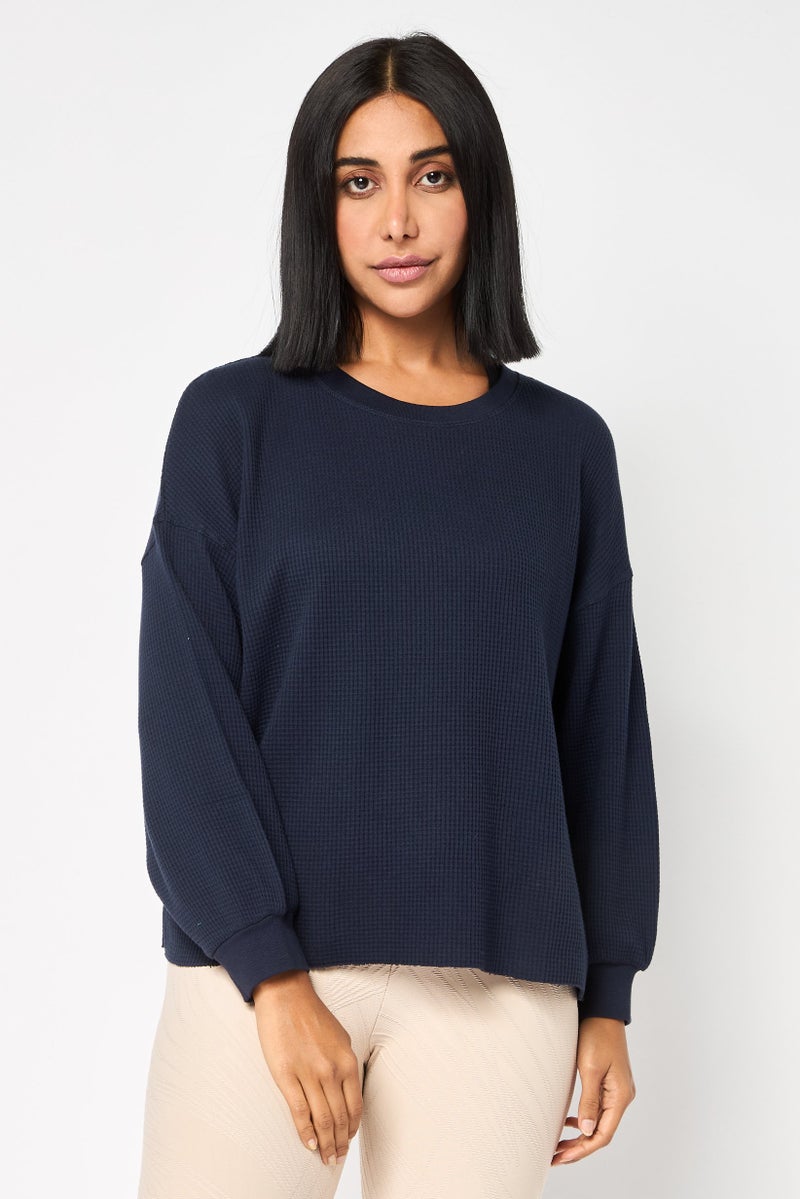 Sage Collective Women Sportswear Fit Long Sleeves Outdoor Sweatshirt, Navy - Image 1