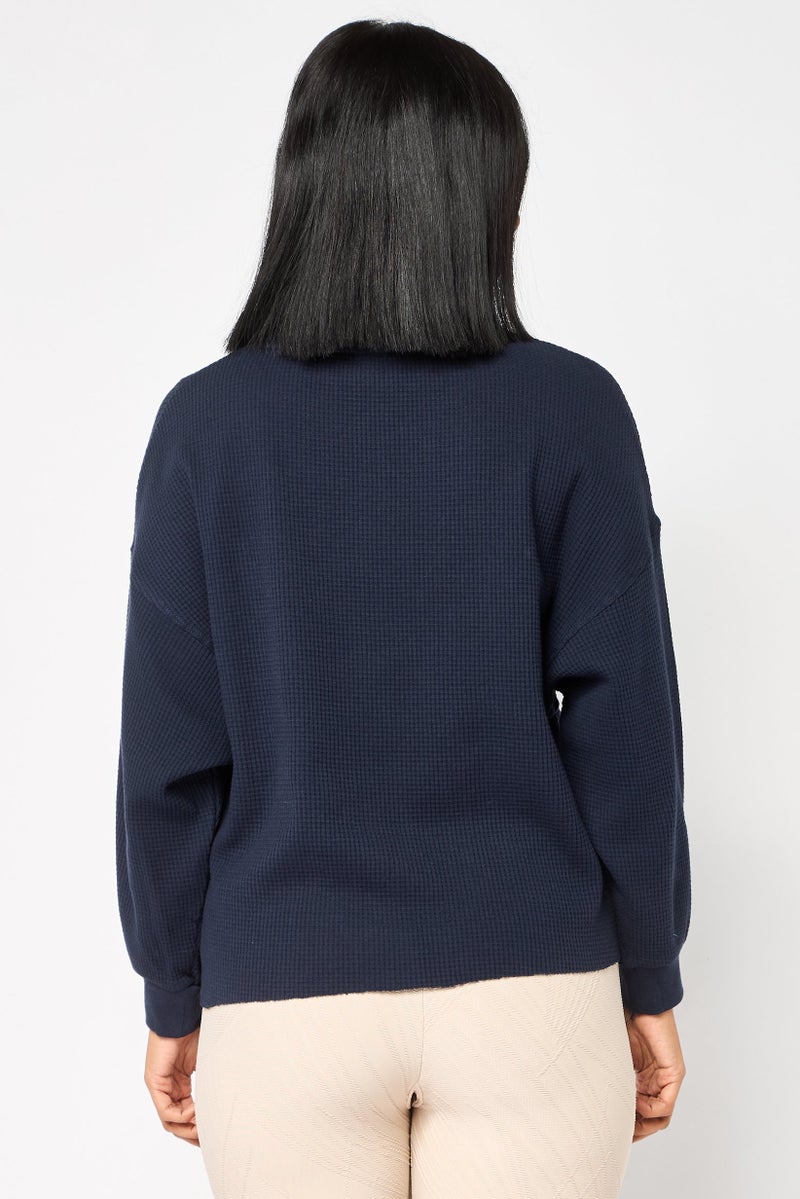 Sage Collective Women Sportswear Fit Long Sleeves Outdoor Sweatshirt, Navy - Image 4