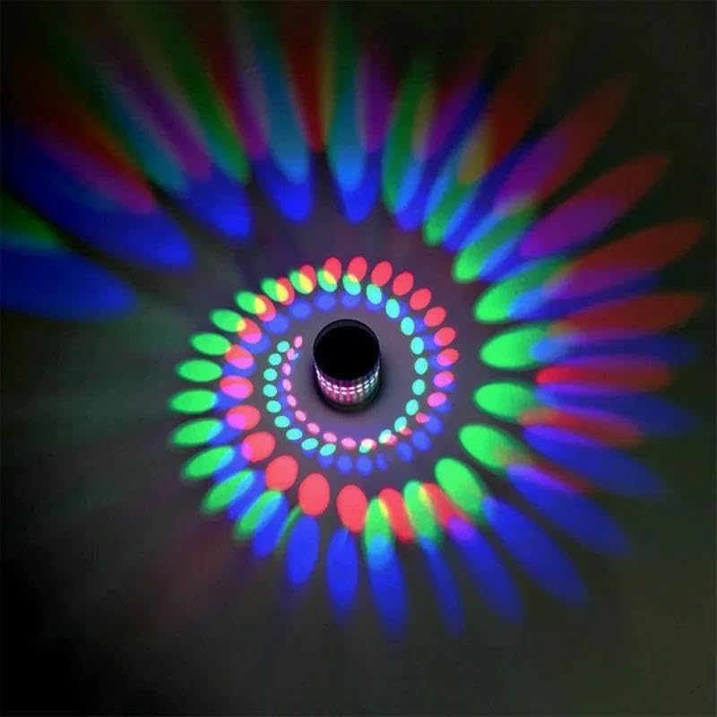 blissbells Metal 3W LED Spiral Wall Light for Bedroom, Living Room, Dining Room, Kitchen, Bathroom, Stairway Lighting, Pack of 1 (RGB) - Image 1