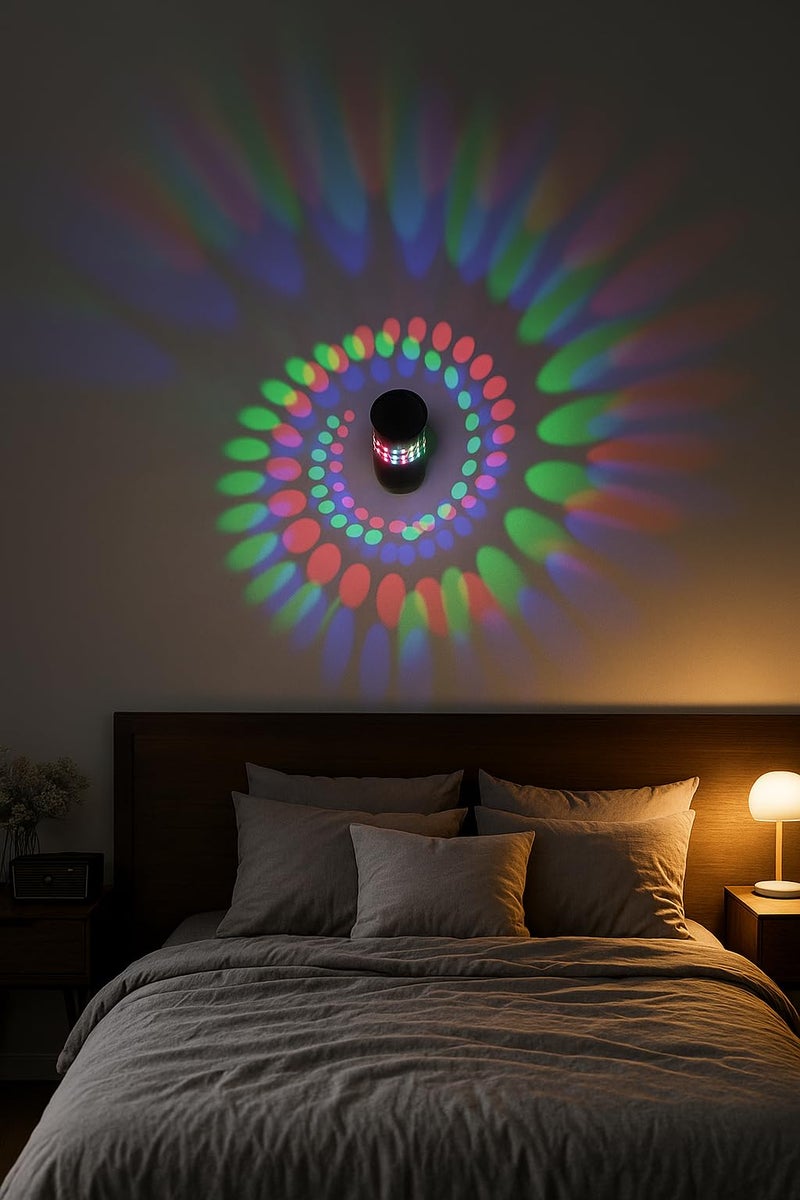 blissbells Metal 3W LED Spiral Wall Light for Bedroom, Living Room, Dining Room, Kitchen, Bathroom, Stairway Lighting, Pack of 1 (RGB) - Image 2