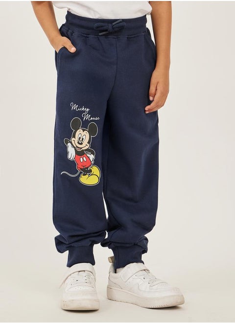 Mickey Mouse Print Drawstring Waist Joggers