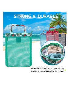 SYOSI Mesh Beach Bag, Tote Backpack Toys, Classic Beach Bag with Zipper Pool Bag, Family Beach Tote, Children Toy Storage Bag, Foldable Mesh Tote Bags with Handles Travel Bag for Women Girls  - Image 3
