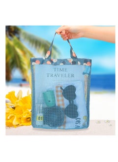 SYOSI Mesh Beach Bag, Tote Backpack Toys, Classic Beach Bag with Zipper Pool Bag, Family Beach Tote, Children Toy Storage Bag, Foldable Mesh Tote Bags with Handles Travel Bag for Women Girls  - Image 4