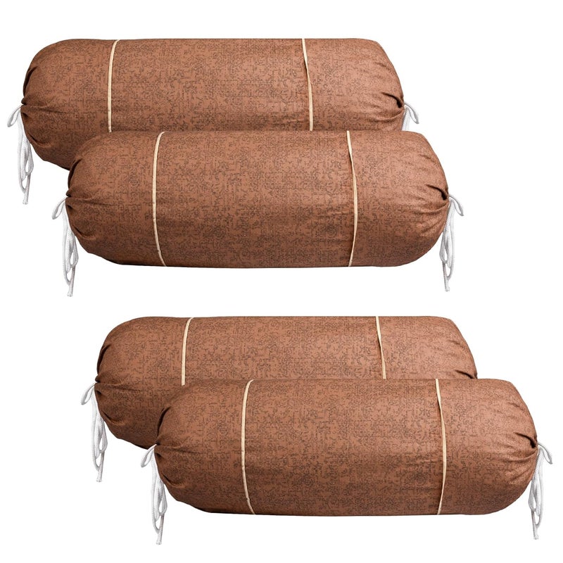 Kuber Industries Kuber Industries Set of 2 BolsterSide Pillow Cover 16x32 Cylindrical MaslandMasand Long Pillow Cover For Diwan Pillows Plain Brown  - Image 1