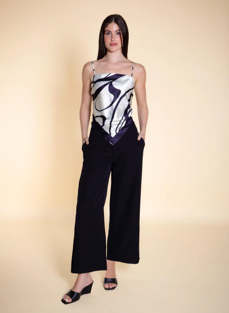 SHAPES ABSTRACT PRINT SCARF TOP