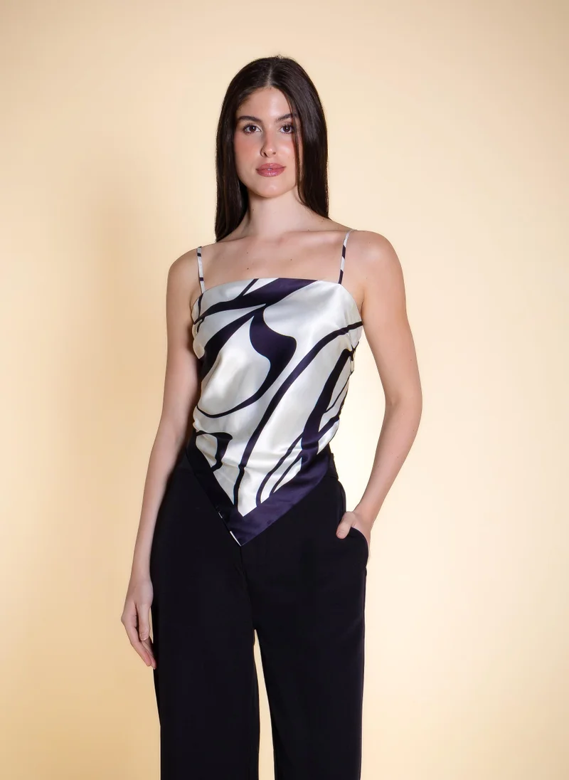 SHAPES ABSTRACT PRINT SCARF TOP