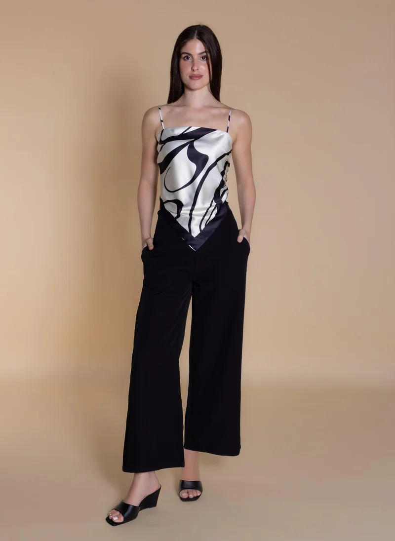 SHAPES ABSTRACT PRINT SCARF TOP