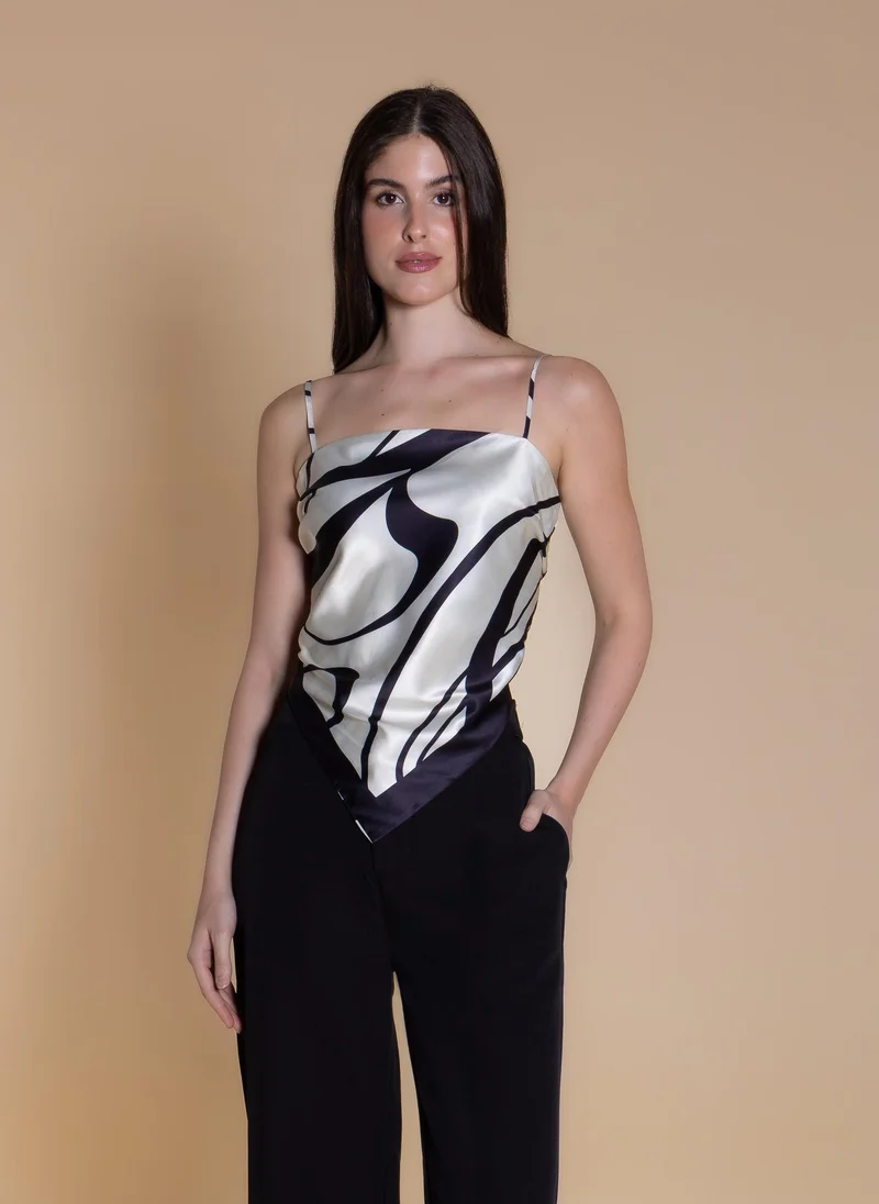 SHAPES ABSTRACT PRINT SCARF TOP