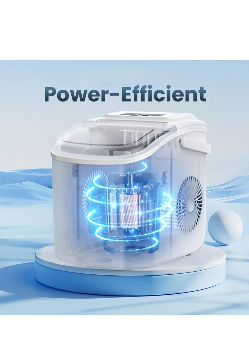 Generic Ice Maker Countertop with Handle, Self-Cleaning Ice Maker with Scoop and Basket, 9 Cubes in 6 Mins, 10Kg/24H, Portable Small Ice Machine with Scoop and Basket for Home kitchen Office Party  - Image 2