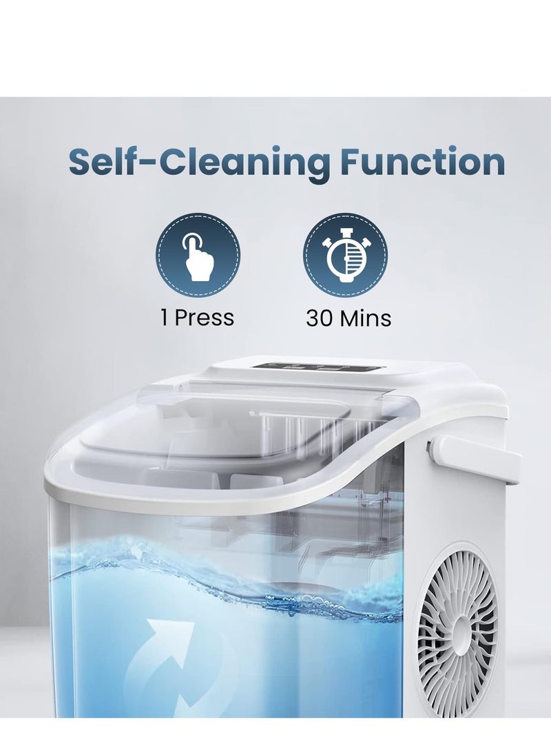 Generic Ice Maker Countertop with Handle, Self-Cleaning Ice Maker with Scoop and Basket, 9 Cubes in 6 Mins, 10Kg/24H, Portable Small Ice Machine with Scoop and Basket for Home kitchen Office Party  - Image 3
