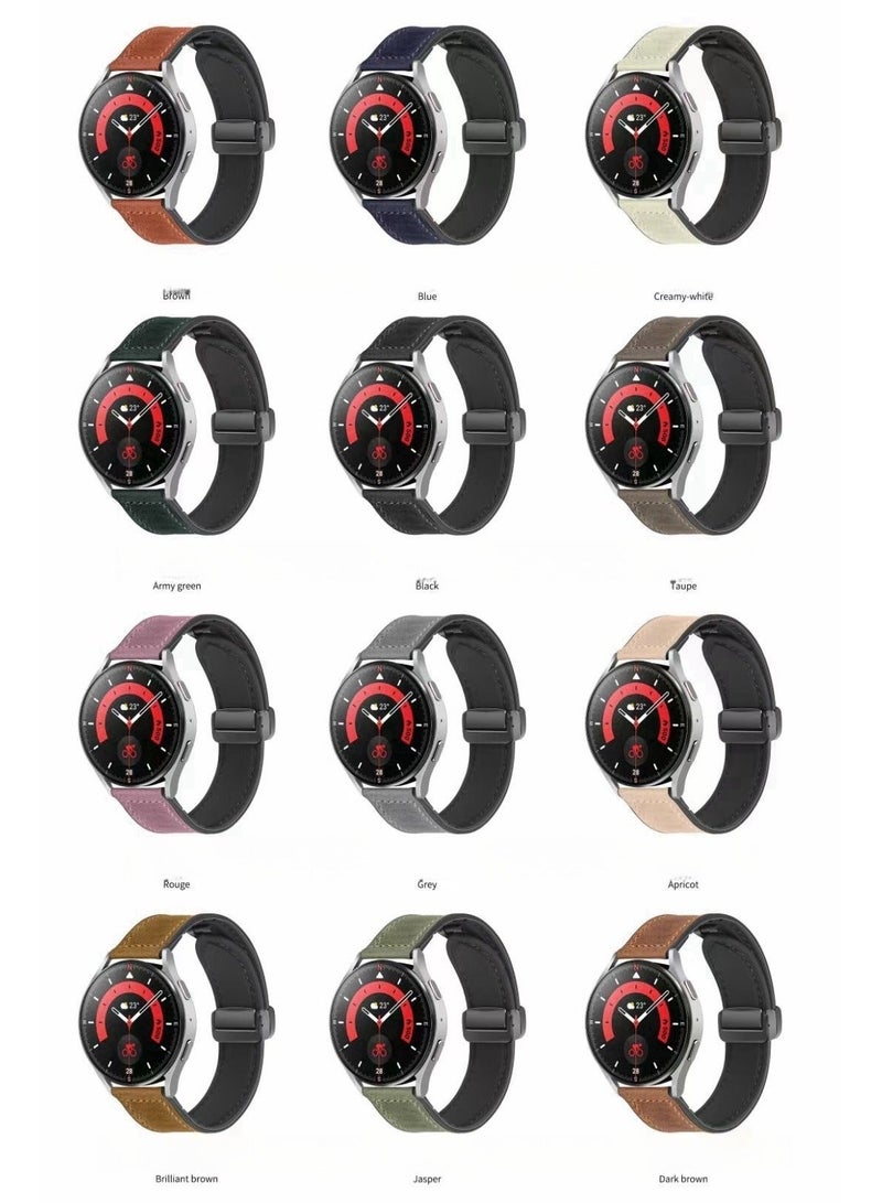 TDZDDYS Leather Watch Band 22mm with Magnetic Buckle Design, Compatible with Huawei GT3/4 46mm, GT3 Pro, Huawei Watch 3, GT2e, GT2 Pro, GT2 42/46mm, Samsung Galaxy Watch 3 45mm/Gear S3 Brown - Image 2