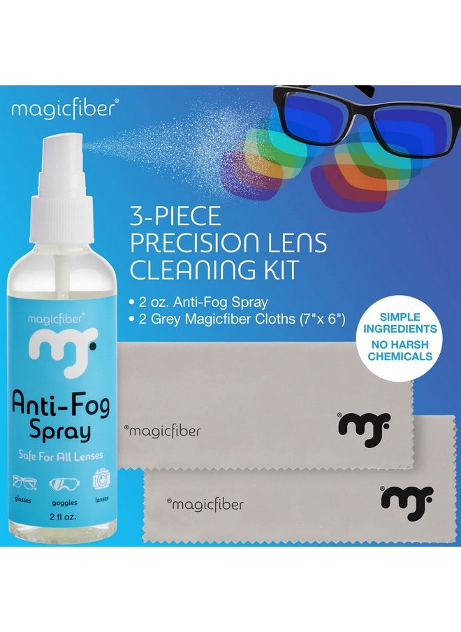 MagicFiber - Anti Fog Cleaning Kit Anti Fog Spray For Glasses Swim Goggles Snorkel Masks Ski Goggles & More! Comes With 2 Microfiber Cleaning Cloths - Image 1