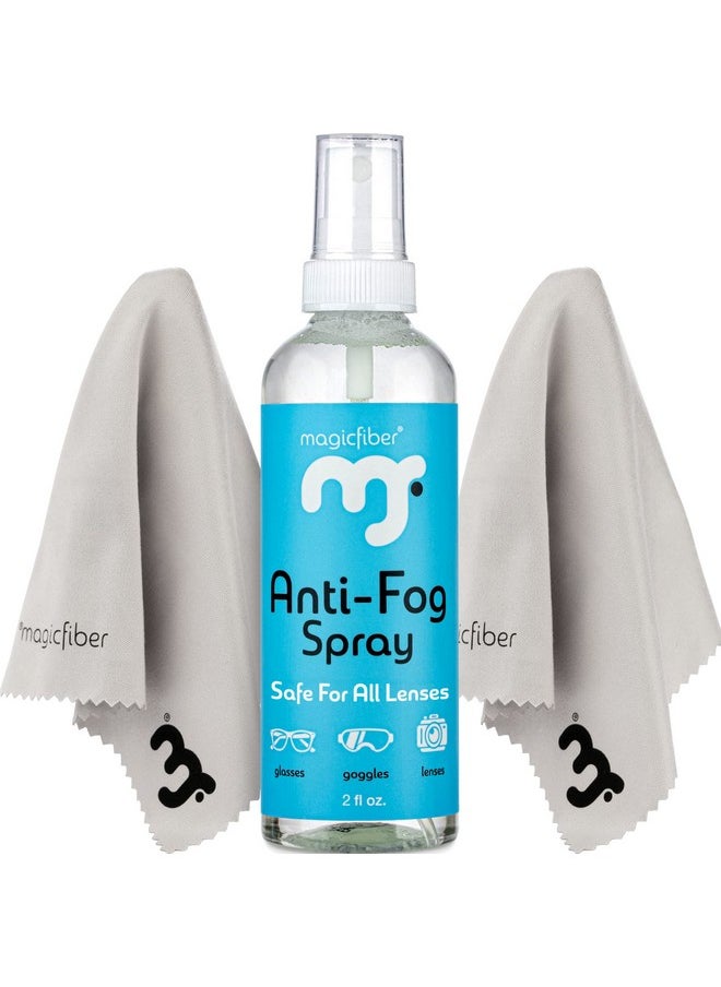 MagicFiber - Anti Fog Cleaning Kit Anti Fog Spray For Glasses Swim Goggles Snorkel Masks Ski Goggles & More! Comes With 2 Microfiber Cleaning Cloths - Image 1