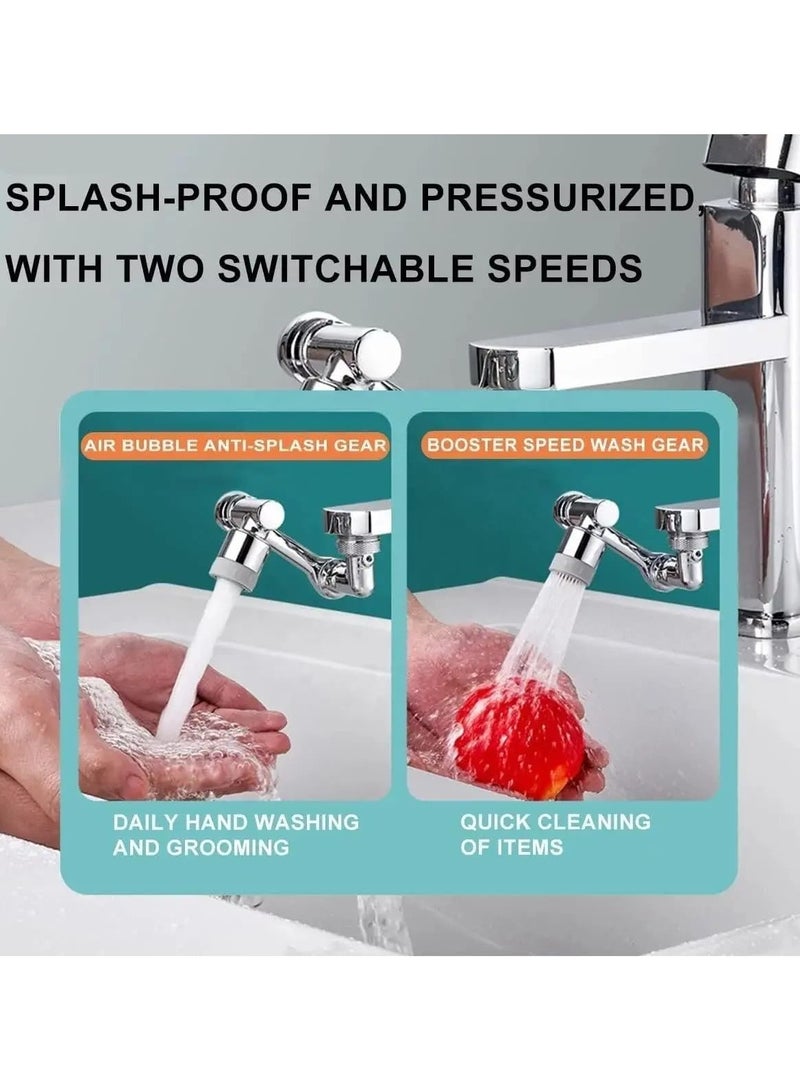 F.A.M.S 1080° Rotating Stainless Steel Faucet Extender Aerator,Universal Splash Filter, Big Angle Swivel Faucet Aerator Sink Face Wash with 2 Water Outlet Modes - Image 2