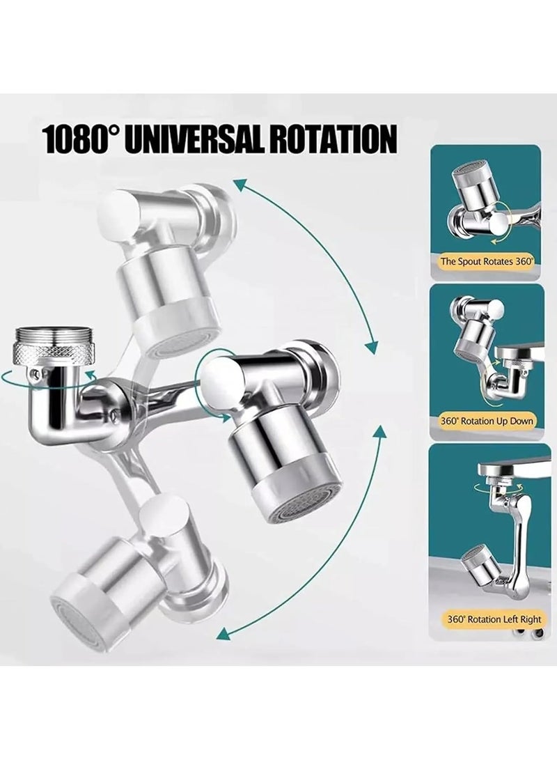 F.A.M.S 1080° Rotating Stainless Steel Faucet Extender Aerator,Universal Splash Filter, Big Angle Swivel Faucet Aerator Sink Face Wash with 2 Water Outlet Modes - Image 3