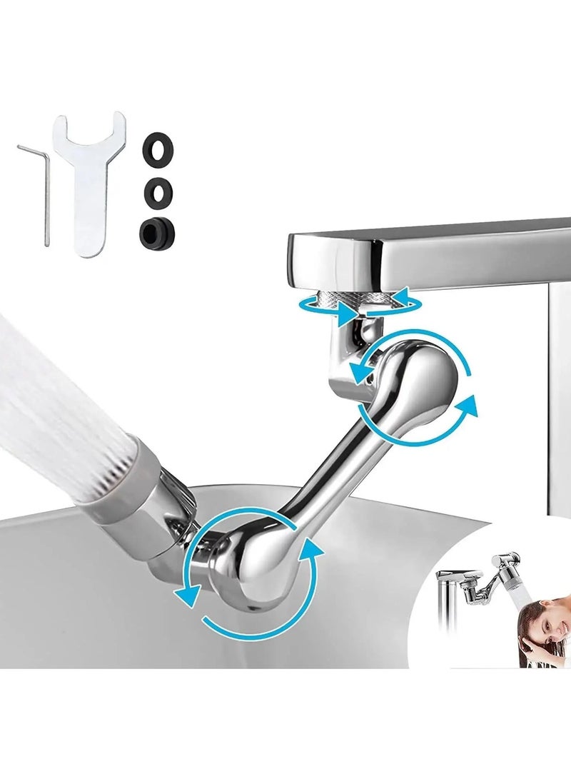 F.A.M.S 1080° Rotating Stainless Steel Faucet Extender Aerator,Universal Splash Filter, Big Angle Swivel Faucet Aerator Sink Face Wash with 2 Water Outlet Modes - Image 4