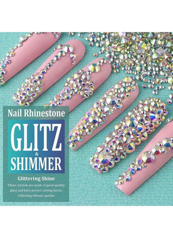 BELLEBOOST 6 Sizes Ab Glass Crystal Kit With Pickup Pen + Tweezer Tools For Iridescent Shine Nail Art Manicure Makeup Diy Decoration Flatback Round Swarovski Bead Rhinestone Gem Jewelry Diamond  - Image 4