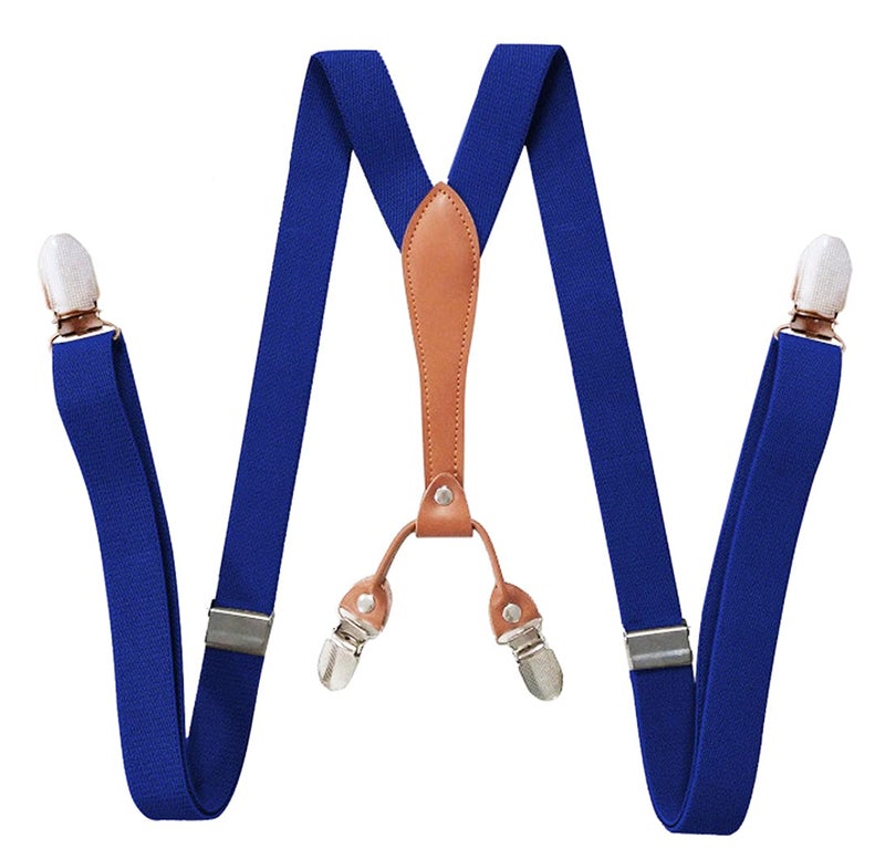 AYOSUSH Adjustable Suspenders for Women Navy Blue with 4 Metal Clips Skinny Thin - Image 3