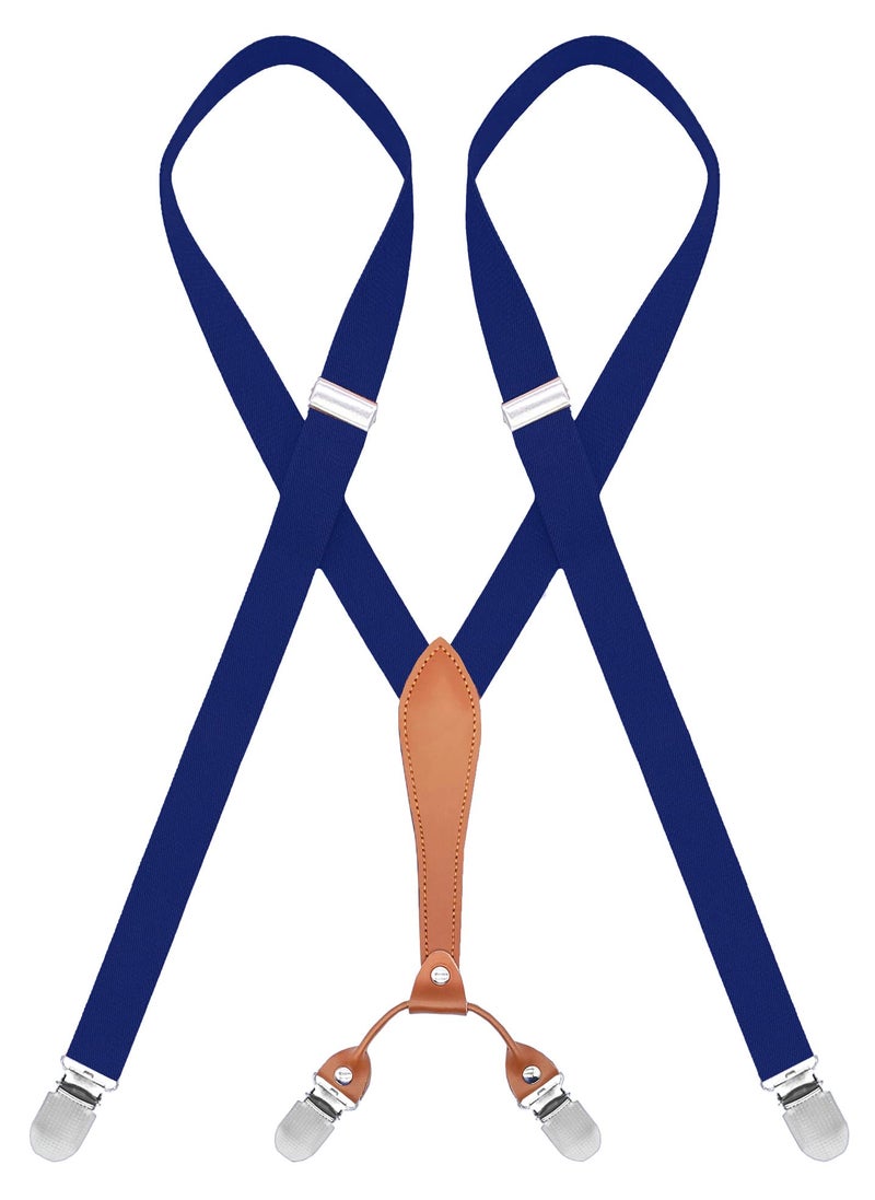AYOSUSH Adjustable Suspenders for Women Navy Blue with 4 Metal Clips Skinny Thin - Image 1