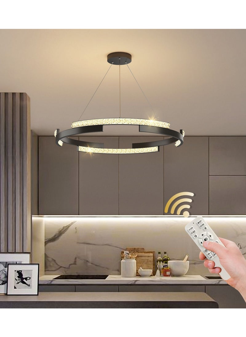 Haikomin Dimmable LED Chandelier Lighting Fixture with Remote  Adjustable Hanging Pendant Light Ring LED Chandelier for Dining Living Room Kitchen Island  - Image 1